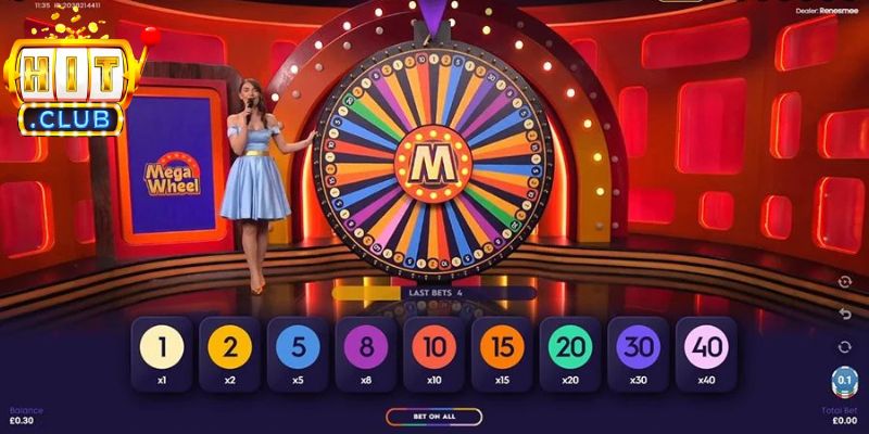 Các mức thưởng cao trong Mega Wheel Hitclub